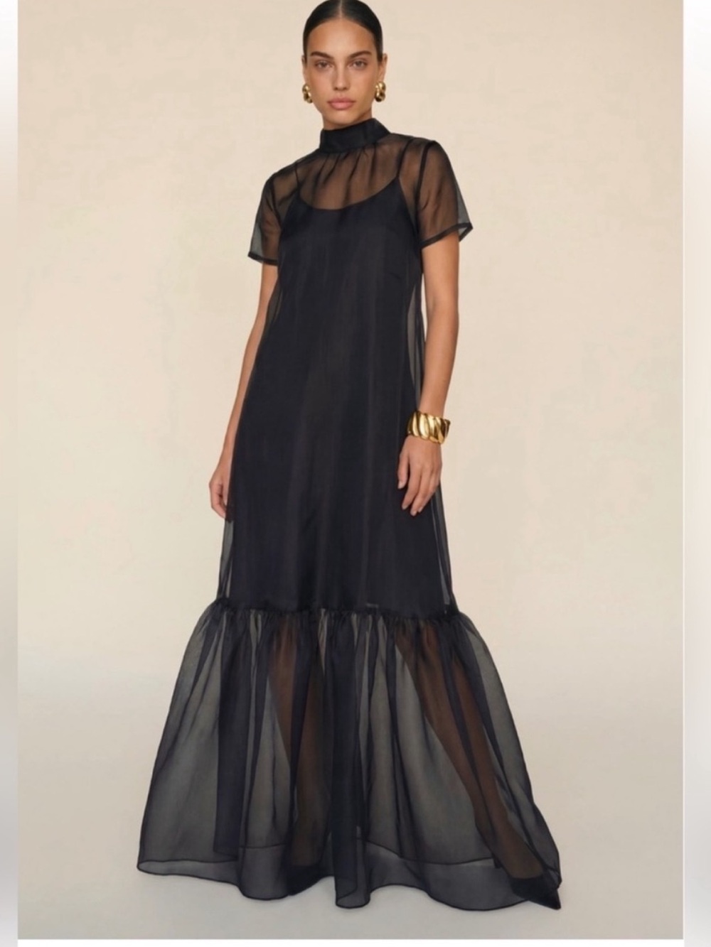 NWT CAARA Melody Organza
Elegant High Neck Black Maxi
Few Moda Dress XL